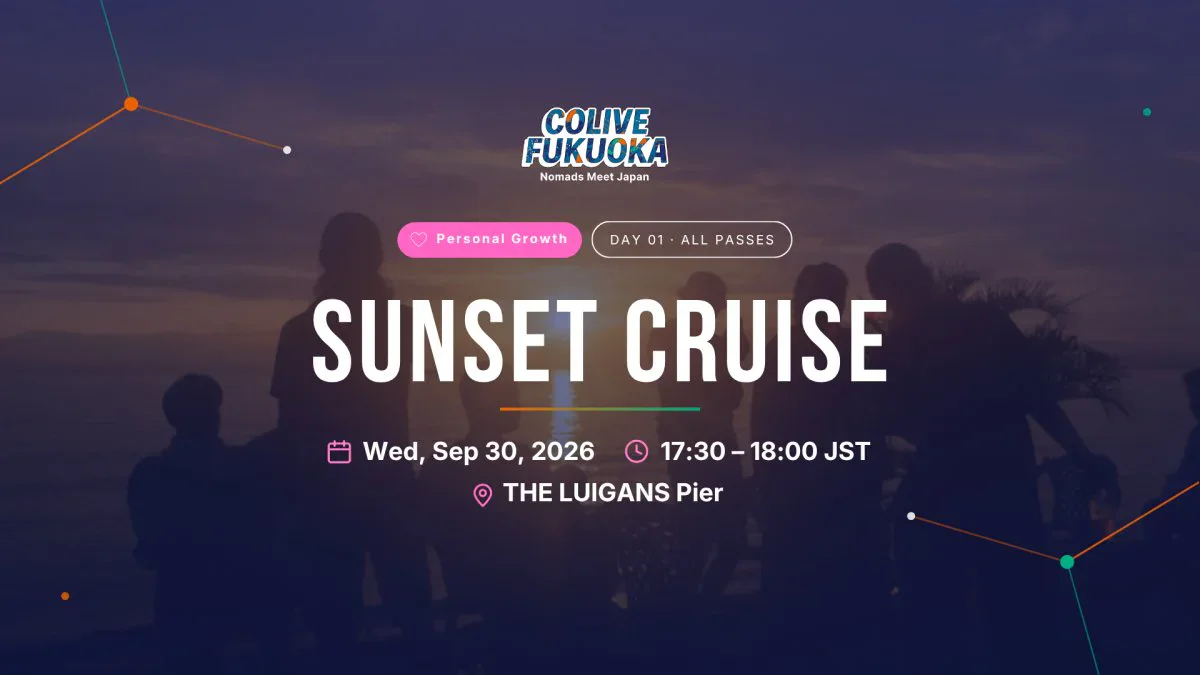 Colive Fukuoka guests watching the sunset beside the water